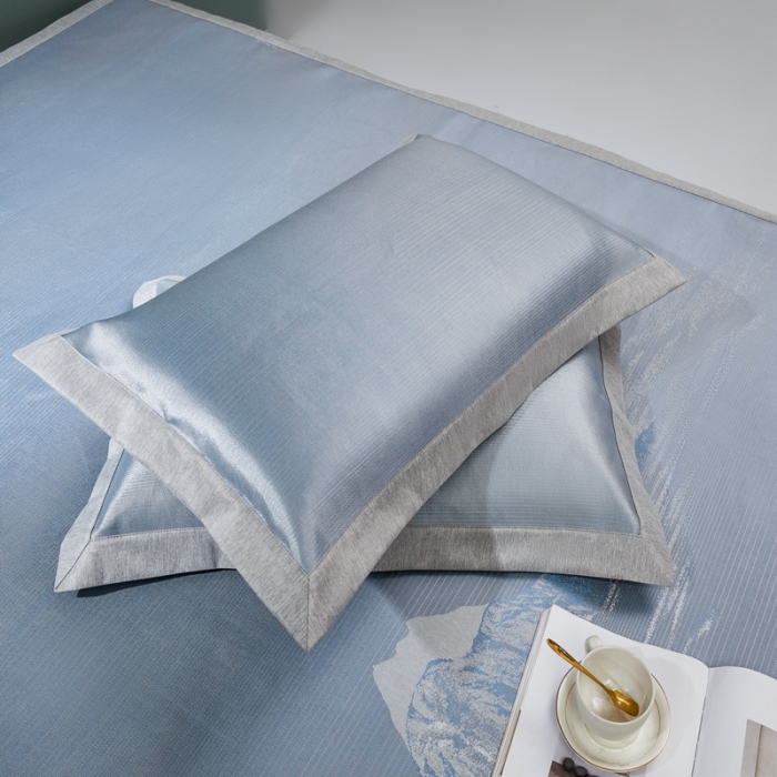 91家纺网 家纺一手货源 找家纺 朗莎家纺2021新款800D提花定位条席 山-蓝色