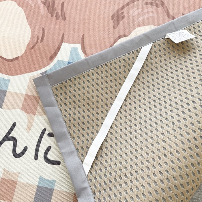 91家纺网 家纺一手货源 找家纺 慕尚 2025新款卡通宽边大版冰丝席 格子小熊