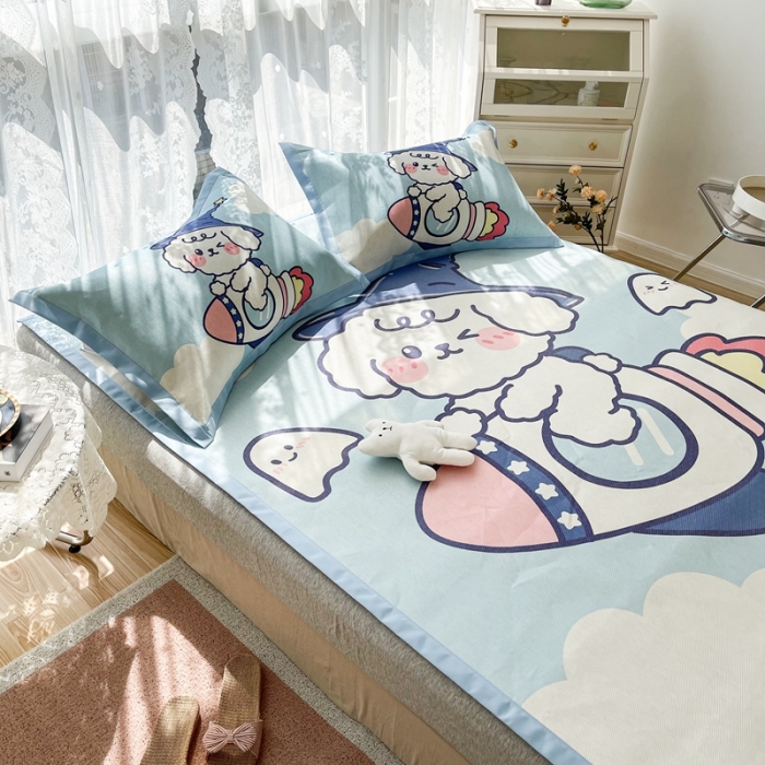 91家纺网 家纺一手货源 找家纺 慕尚 2025新款卡通宽边大版冰丝席 火箭男孩