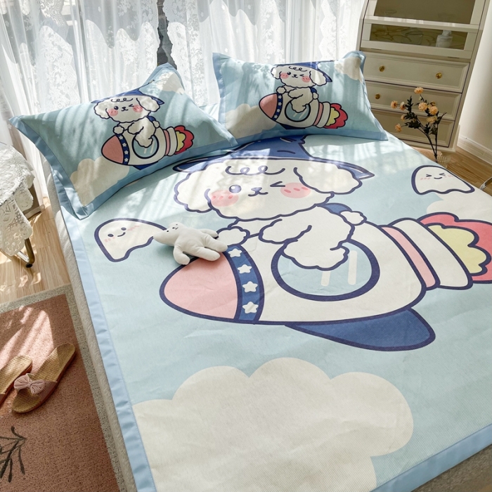 91家纺网 家纺一手货源 找家纺 慕尚 2025新款卡通宽边大版冰丝席 火箭男孩