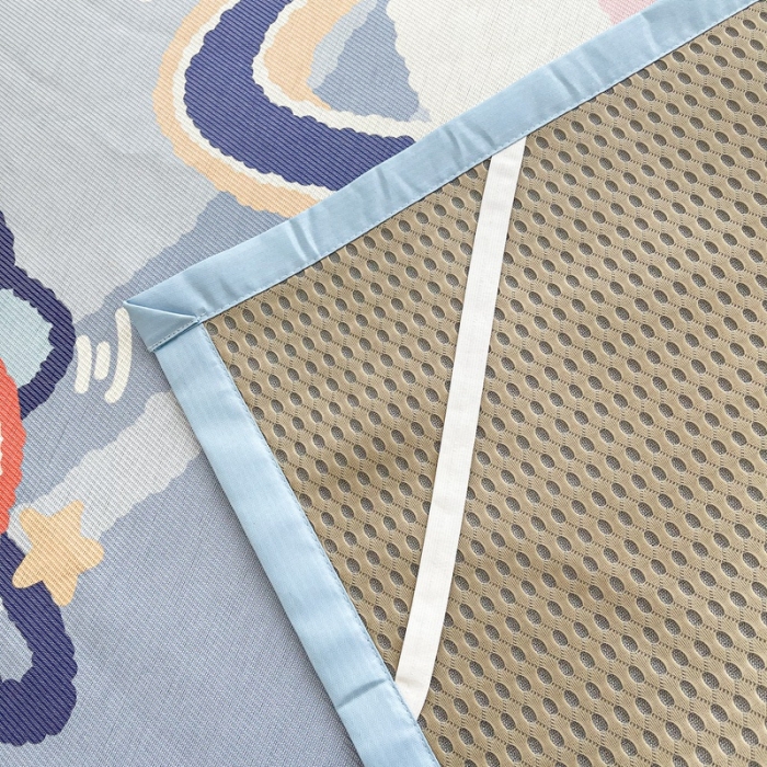 91家纺网 家纺一手货源 找家纺 慕尚 2025新款卡通宽边大版冰丝席 太空熊兔