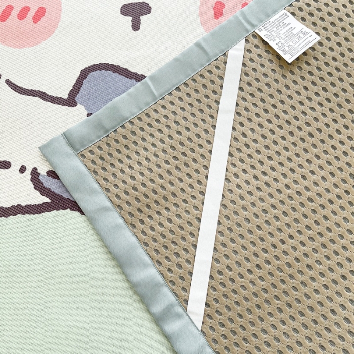 91家纺网 家纺一手货源 找家纺 慕尚 2025新款卡通宽边大版冰丝席 晚安熊兔