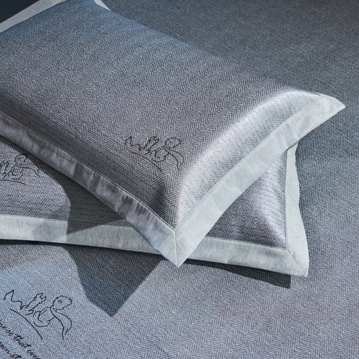 91家纺网 家纺一手货源 找家纺 朗莎家纺2021新款800D提花绣花条席 咖色