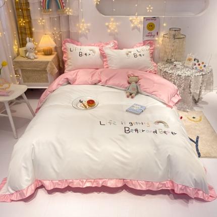 91家纺网 家纺一手货源 找家纺 （总）子钦 2023新款双面水洗真丝四件套-幸运女孩