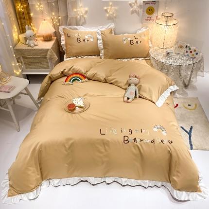 91家纺网 家纺一手货源 找家纺 （总）子钦 2023新款双面水洗真丝四件套-幸运女孩