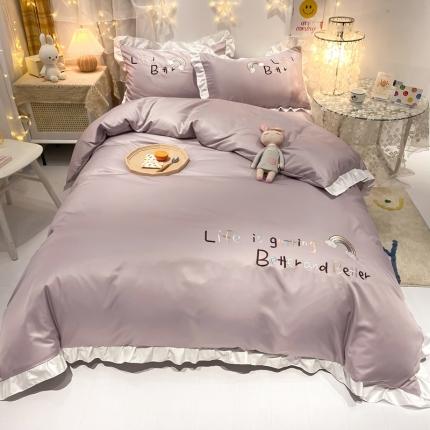 91家纺网 家纺一手货源 找家纺 （总）子钦 2023新款双面水洗真丝四件套-幸运女孩