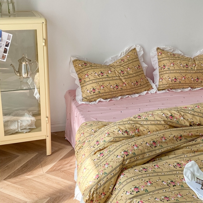 91家纺网 家纺一手货源 找家纺 洋铭区 2021新款印花四件套 安安公主 知性黄