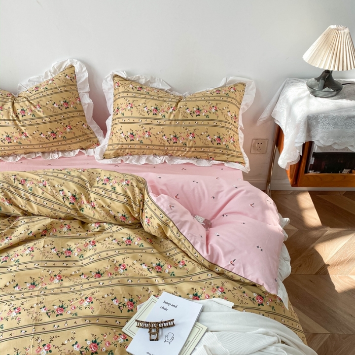 91家纺网 家纺一手货源 找家纺 洋铭区 2021新款印花四件套 安安公主 知性黄