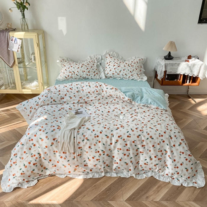 91家纺网 家纺一手货源 找家纺 洋铭区 2021新款印花四件套 樱桃小可可