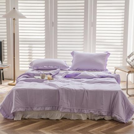 91家纺网 家纺一手货源 找家纺 六巷胡同 2022新款出口韩国款雪纺纱夏被棚拍图 淡紫