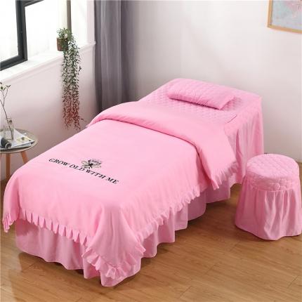 乐逸家纺 2023新款亲肤款刺绣美容床罩 亲肤韩版刺绣款粉色