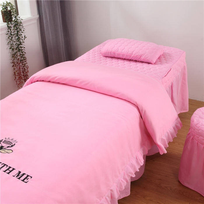 91家纺网 家纺一手货源 找家纺 乐逸家纺 2023新款亲肤款刺绣美容床罩 亲肤韩版刺绣款粉色