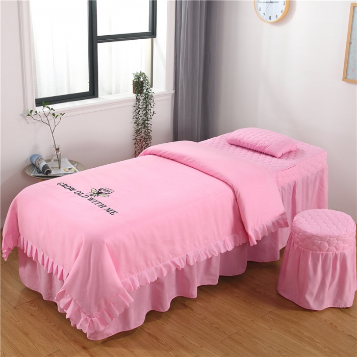 91家纺网 家纺一手货源 找家纺 乐逸家纺 2023新款亲肤款刺绣美容床罩 亲肤韩版刺绣款粉色