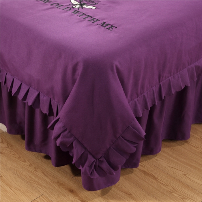 91家纺网 家纺一手货源 找家纺 乐逸家纺 2023新款亲肤款刺绣美容床罩 亲肤韩版刺绣款 深紫