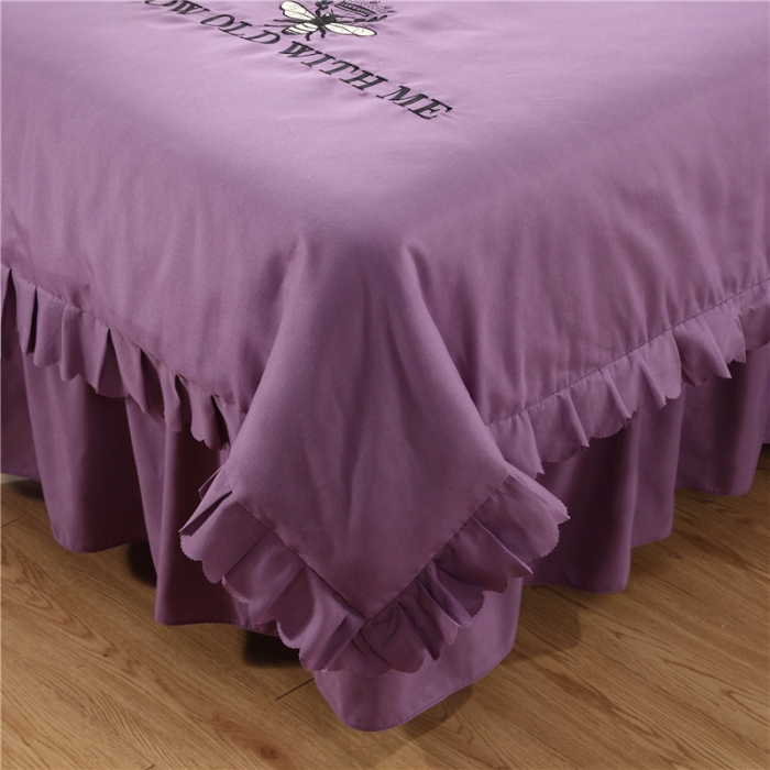 91家纺网 家纺一手货源 找家纺 乐逸家纺 2023新款亲肤款刺绣美容床罩 亲肤韩版刺绣款 香槟紫