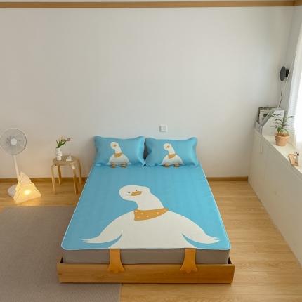 轻居 2021A类高端数码卡通创意鸭子床笠款 可爱鸭-蓝色