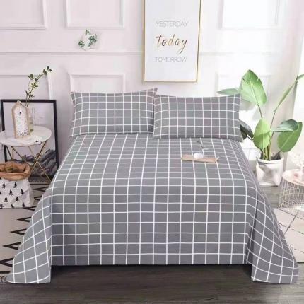 鹏程 2022新款纯棉老粗布三件套凉席 灰格