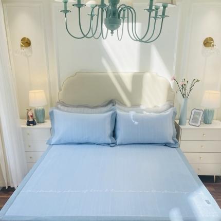 本希家居 新款高端可水洗冰丝席提花床席款 奥黛丽-天空蓝