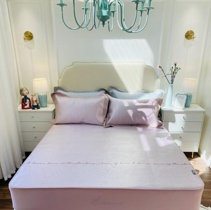 本希家居 新款高端可水洗冰丝席提花床笠款 奥黛丽-贵族粉