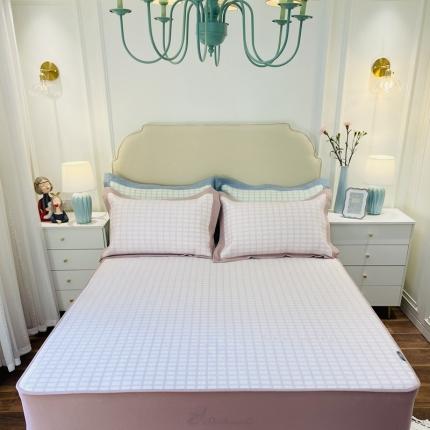 91家纺网 家纺一手货源 找家纺 本希家居 新款高端可水洗冰丝席提花床笠款 格雅-淡雅粉