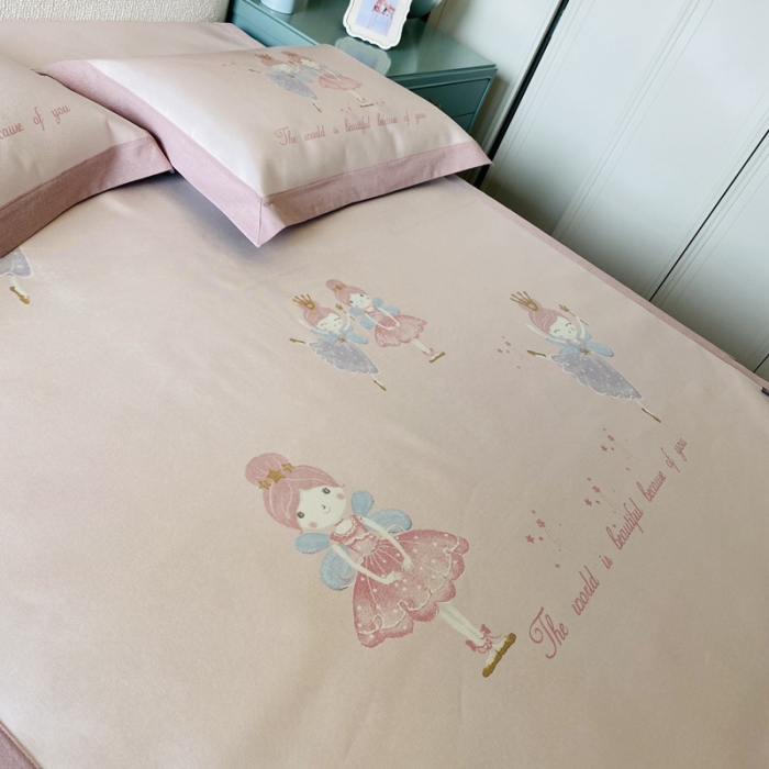 91家纺网 家纺一手货源 找家纺 本希家居 2021新款高端可水洗冰丝席数码印花 芭蕾女孩