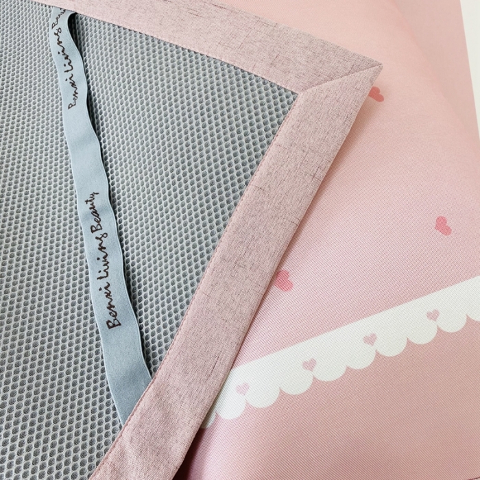 91家纺网 家纺一手货源 找家纺 本希家居 新款高端可水洗冰丝席数码印花 花边小爱心-粉