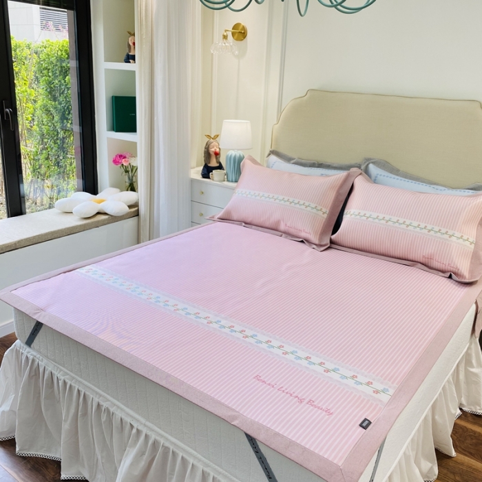 91家纺网 家纺一手货源 找家纺 本希家居 2021新款高端可水洗冰丝席数码印花 花语