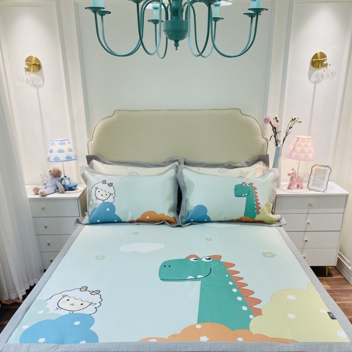 91家纺网 家纺一手货源 找家纺 本希家居 2021新款高端可水洗冰丝席数码印花 恐龙世界