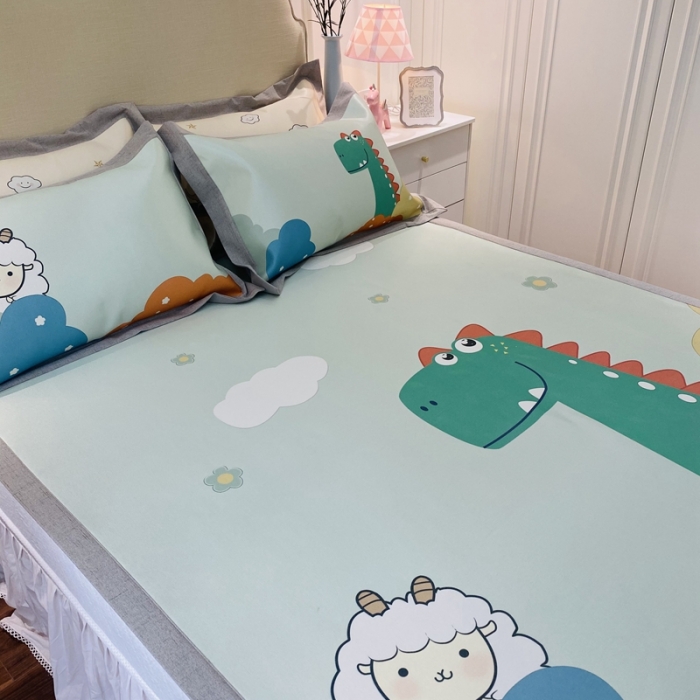 91家纺网 家纺一手货源 找家纺 本希家居 2021新款高端可水洗冰丝席数码印花 恐龙世界