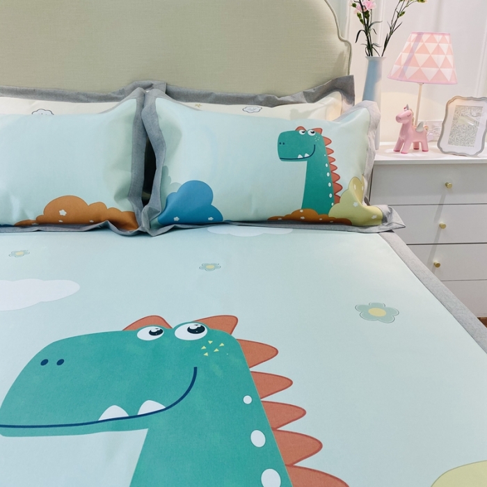 91家纺网 家纺一手货源 找家纺 本希家居 2021新款高端可水洗冰丝席数码印花 恐龙世界