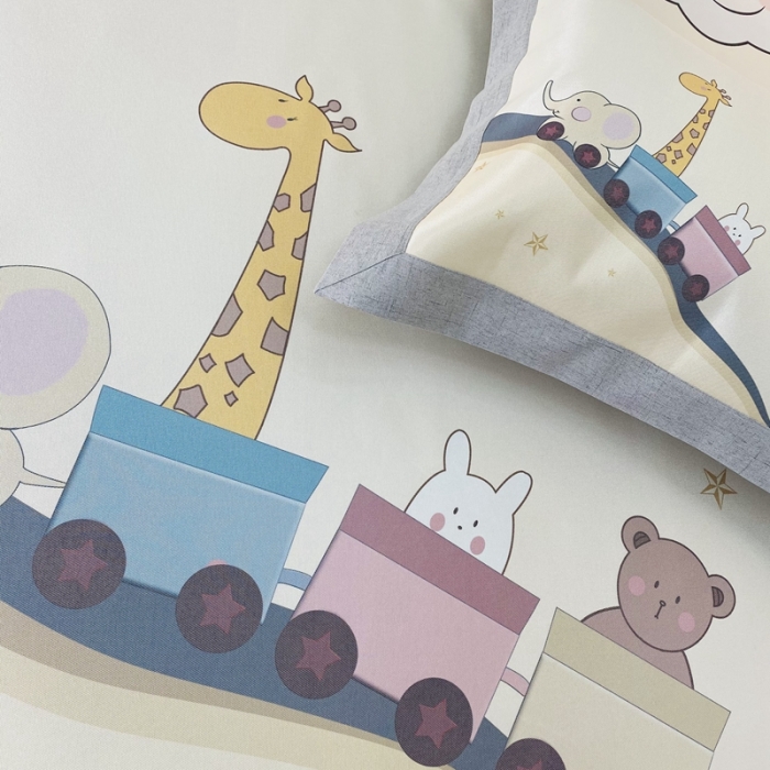 91家纺网 家纺一手货源 找家纺 本希家居 2021新款高端可水洗冰丝席数码印花 快乐小火车