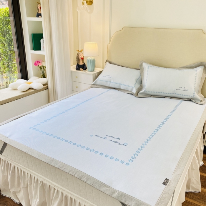 91家纺网 家纺一手货源 找家纺 本希家居 2021新款高端可水洗冰丝席数码印花 兰调