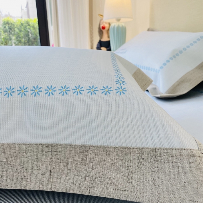 91家纺网 家纺一手货源 找家纺 本希家居 2021新款高端可水洗冰丝席数码印花 兰调