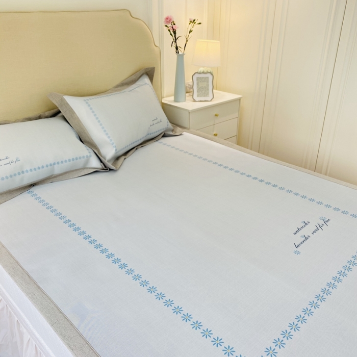 91家纺网 家纺一手货源 找家纺 本希家居 2021新款高端可水洗冰丝席数码印花 兰调