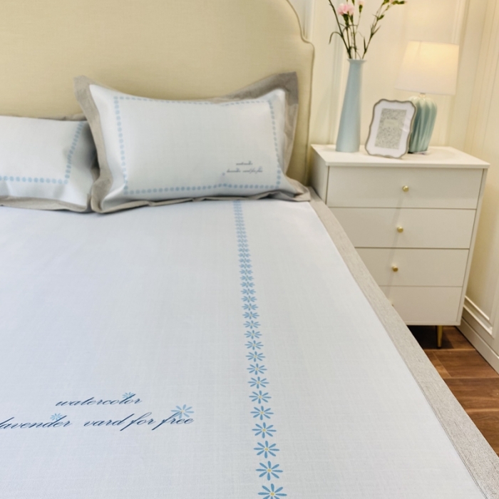 91家纺网 家纺一手货源 找家纺 本希家居 2021新款高端可水洗冰丝席数码印花 兰调