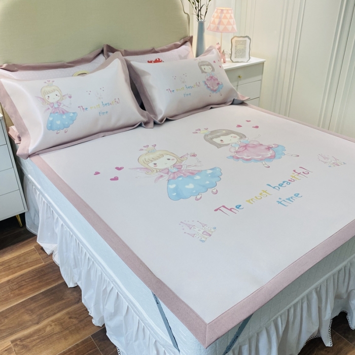 91家纺网 家纺一手货源 找家纺 本希家居 2021新款高端可水洗冰丝席数码印花 魔法女孩