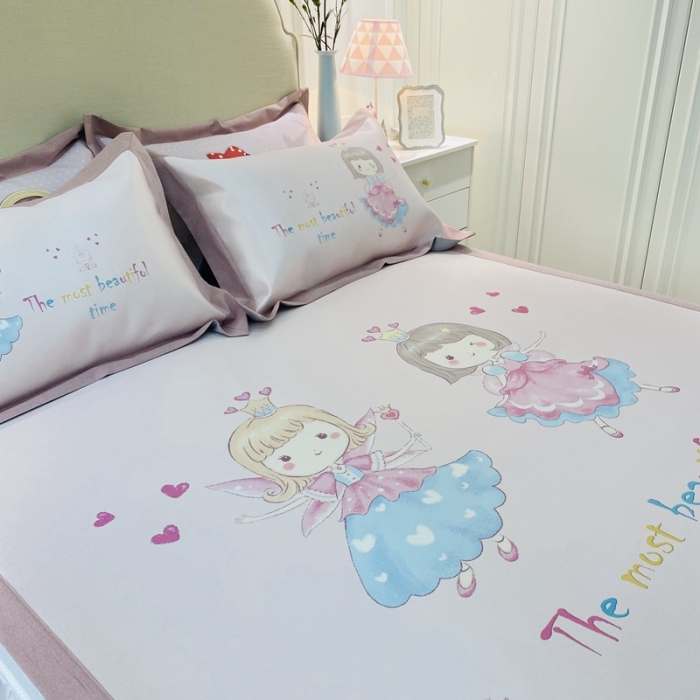 91家纺网 家纺一手货源 找家纺 本希家居 2021新款高端可水洗冰丝席数码印花 魔法女孩