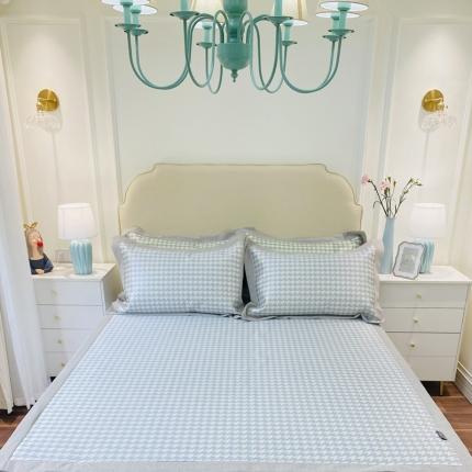 本希家居 新款高端可水洗冰丝席数码印花 千鸟格-烟灰色