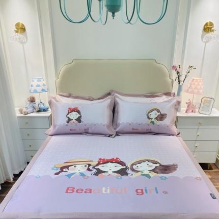 本希家居 2021新款高端可水洗冰丝席数码印花 甜心女孩