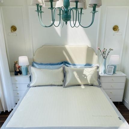 91家纺网 家纺一手货源 找家纺 本希家居 2021新款高端可水洗冰丝席数码印花 雅致-淡雅黄