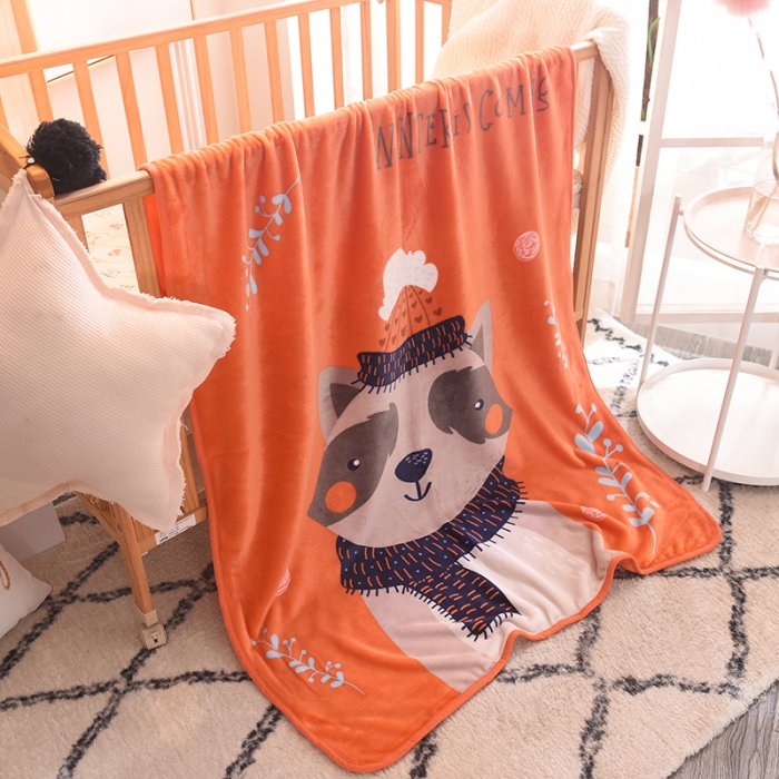91家纺网 家纺一手货源 找家纺 爱她美 2021新款童毯超柔加厚云貂绒儿童毯小浣熊