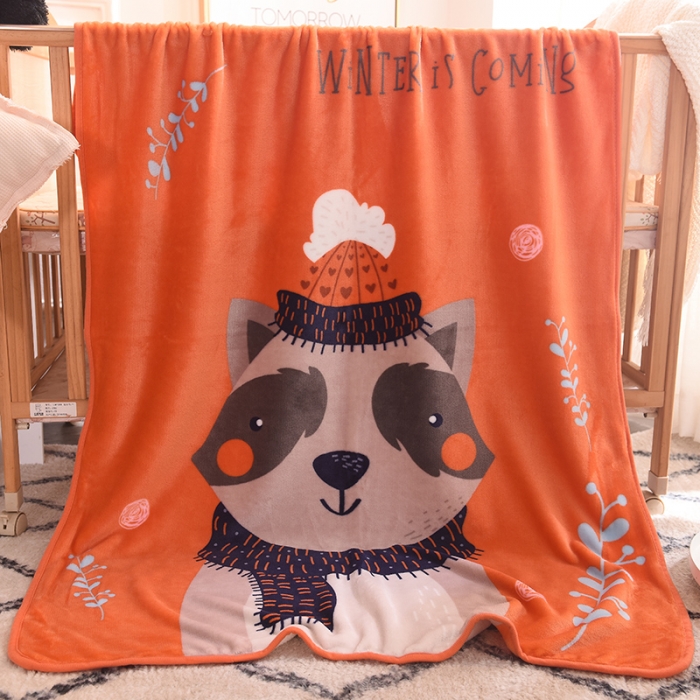 91家纺网 家纺一手货源 找家纺 爱她美 2021新款童毯超柔加厚云貂绒儿童毯小浣熊