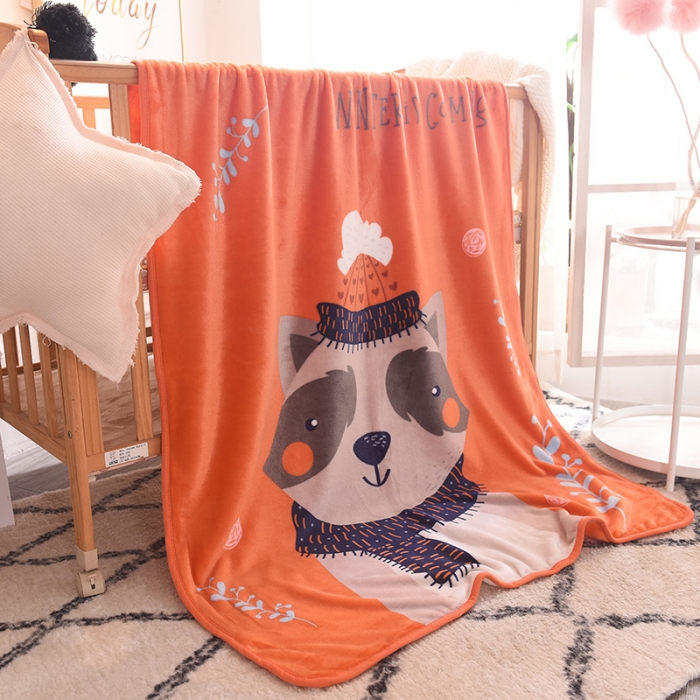 91家纺网 家纺一手货源 找家纺 爱她美 2021新款童毯超柔加厚云貂绒儿童毯小浣熊