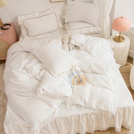 91家纺网 家纺一手货源 找家纺 （总）淑女公社 2021新款法式高档纯色床裙款四件套