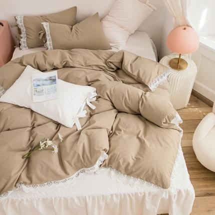 91家纺网 家纺一手货源 找家纺 （总）淑女公社 2021新款法式高档纯色床裙款四件套