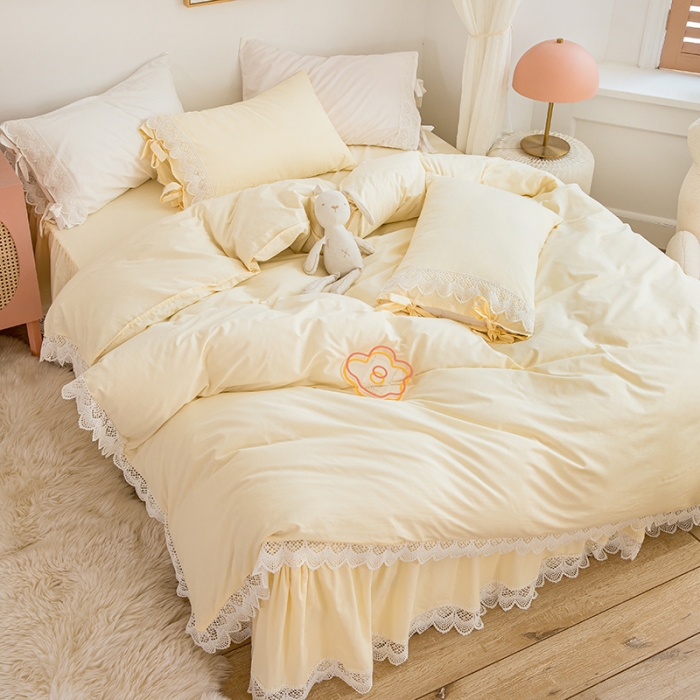 91家纺网 家纺一手货源 找家纺 （总）淑女公社2021新全棉喷气13376镂空花边床裙四件套