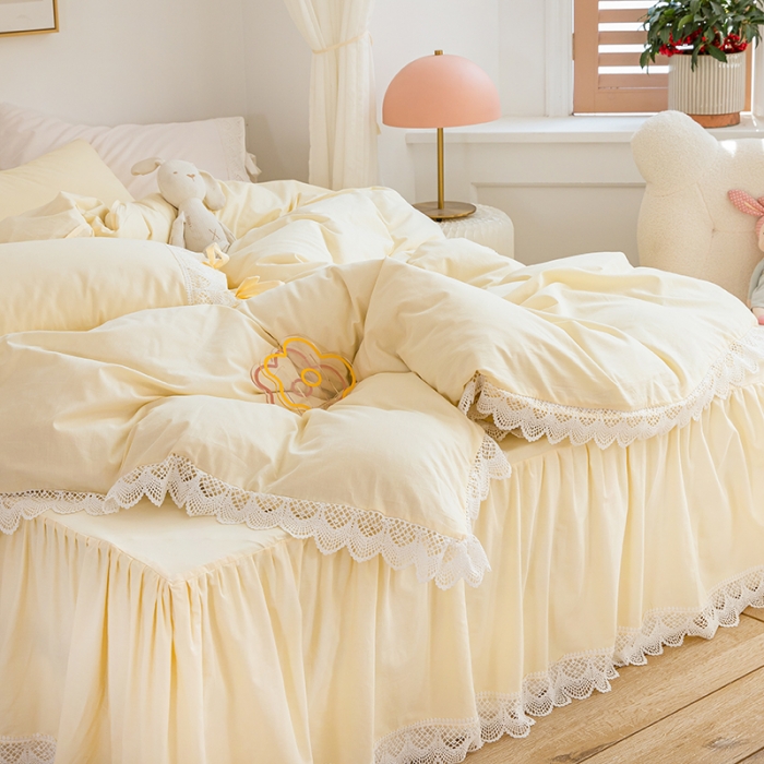 91家纺网 家纺一手货源 找家纺 （总）淑女公社2021新全棉喷气13376镂空花边床裙四件套