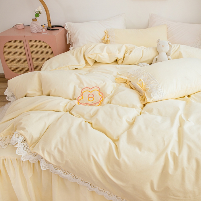 91家纺网 家纺一手货源 找家纺 （总）淑女公社2021新全棉喷气13376镂空花边床裙四件套