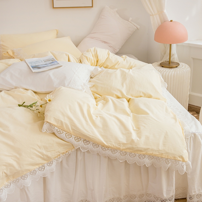 91家纺网 家纺一手货源 找家纺 （总）淑女公社2021新全棉喷气13376镂空花边床裙四件套