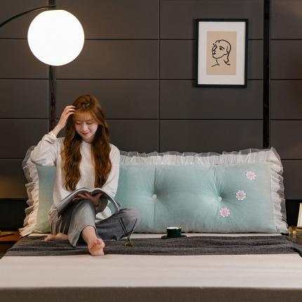 91家纺网 家纺一手货源 找家纺 （总）一兰家纺 2021新款象生花水晶绒花边床靠背